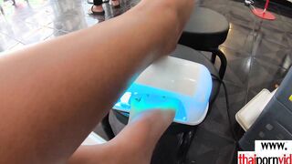 Petite amateur chinese 18 yo Cherry pounded from behind by a long white dick
