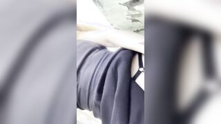Squirting on a outdoors balcony!