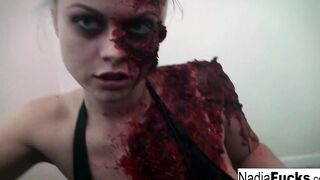 sexy zombie satisfies the gash between her legs!