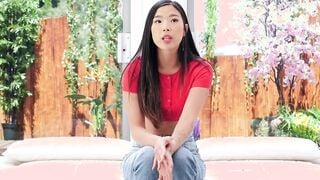 oriental cunt with mouth with stunning bushy vagina fucks a bro she just seen during a modeling audition