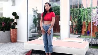 oriental cunt with mouth with stunning bushy vagina fucks a bro she just seen during a modeling audition