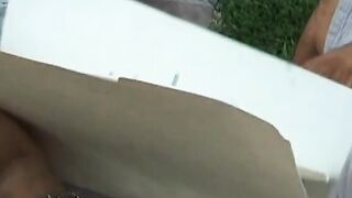Blondie takes a hot tub then gets screwed by a dude inside bed