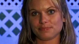 Young blonde smiles as she gets screwed doggy style inside bed