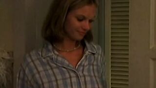 Young blonde smiles as she gets screwed doggy style inside bed