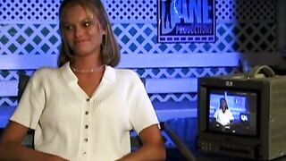 Young blonde smiles as she gets screwed doggy style inside bed