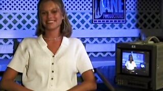 Young blonde smiles as she gets screwed doggy style inside bed