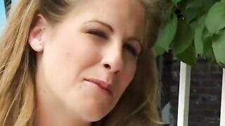 Blonde tries to ace the test ride a huge dick of her professor poolside