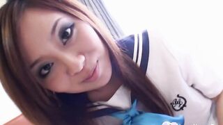 A small college girl loves to eat cum
