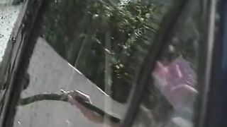 Pony tailed coed fucks hunk outdoor