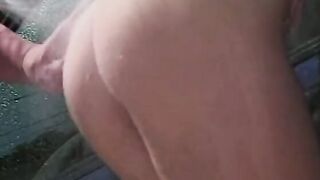 Pony tailed coed fucks hunk outdoor