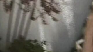 Pony tailed coed fucks hunk outdoor