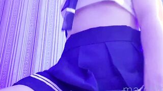 goddess babe 19 Yo into Japanese College Girl Uniform Fucks Herself with a Toy - March Foxie