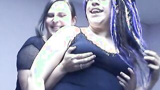 Freaky chunky brunettes use dildos inside bed
