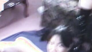 3 turned on women suck and boned chubby old guy