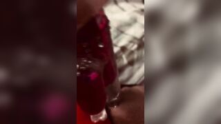 Shaking orgasm using dildo