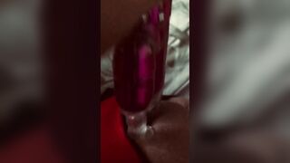Shaking orgasm using dildo