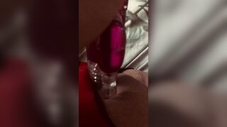 Shaking orgasm using dildo