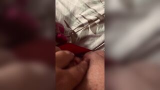 Shaking orgasm using dildo