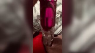 Shaking orgasm using dildo