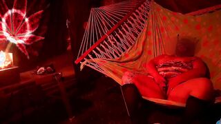 Solo masturbation of my soak snatch inside the hammock on molly Hammock Hussy two