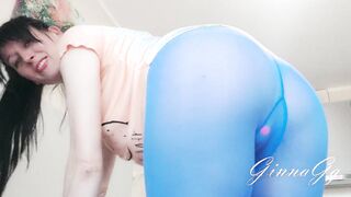 Testing a new dildo and squealing from the tickling, but switching to another mode, I get satisfaction into my lingerie and my fluffy twat was satisfied. vulgar babe mom GinnaGg