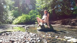 Longpussy on the Creek. Getting some Piercing Dimensions while hanging outdoor.
