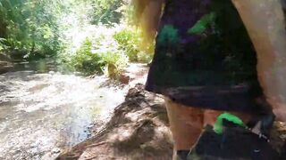 Longpussy on the Creek. Getting some Piercing Dimensions while hanging outdoor.