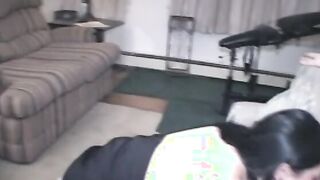 goddess with dark hair has her snatch eaten by man while friends view on