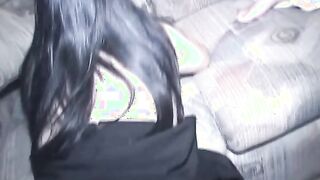 goddess with dark hair has her snatch eaten by man while friends view on