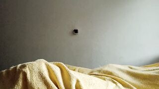 Morning masturbation under the blanket.