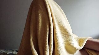 Morning masturbation under the blanket.