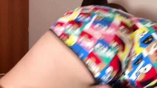 My stepsister realizes that I masturbate looking at her booty and threatens to tell her my stepmother. My stepsister ends up helping me ejaculate.