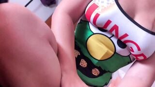 My stepsister realizes that I masturbate looking at her booty and threatens to tell her my stepmother. My stepsister ends up helping me ejaculate.