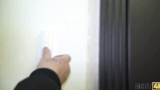 DEBT4k. sluts has no cash to pay a debt and the collector fucks her