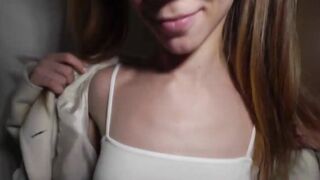 Skinny teen4cash pov blows long white penis before sex