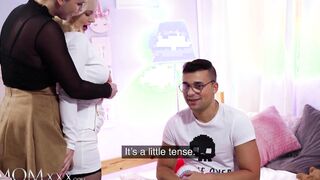 MOMxxx Taylee Wood and Lily Joy Goddess FFM 3some with long natural boobs dark haired and Hot blonde cougar