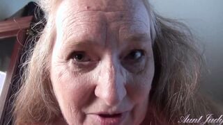 AuntJudys - Your Big Tit 61yo Stepmom Maggie give you a Hand Job (point of view)