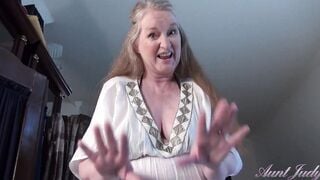 AuntJudys - Your Big Tit 61yo Stepmom Maggie give you a Hand Job (point of view)