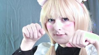Vanilla from Nekopara teases her holes with sex sex toys