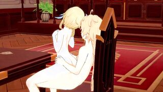 Genshin Impact Anime - Aether and Lumine Blowing and fucking - 3D Hentai animated Movie Game Porn Movie