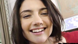 ORAL SEX tiny boobed teens talks crazy while blows point of view penis