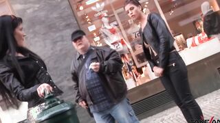 2 dark haired beauty picking up bro on the streets to banged! with