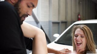 Soak Riding: Ashley Lane blows off Mickey Mod into vehicle before Mickey fucks her cunt!