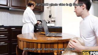 SISPORN. Blonde has sex with stepbro after giving him a sneaky fellatio