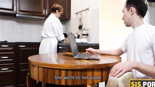 SISPORN. Blonde has sex with stepbro after giving him a sneaky fellatio