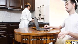 SISPORN. Blonde has sex with stepbro after giving him a sneaky fellatio