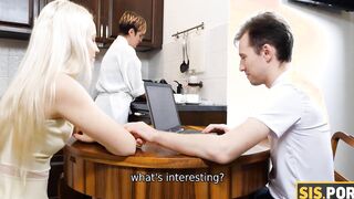 SISPORN. Blonde has sex with stepbro after giving him a sneaky fellatio