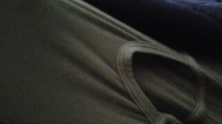 She jerks off step-daddys dick inside his lingerie making him moan so noisy