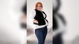 Red Haired BBW Strip & Masturbation Finger Fuck and Clitplay JOI