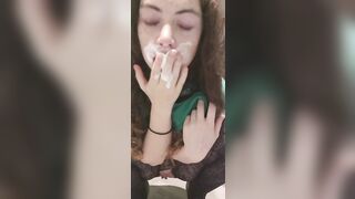 Petite Babe Gets Bored While Brushing Her Teeth And Wants To Squirt.